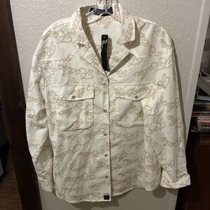 lucky & blessed womens pearl snap shirt size small NWT Long Sleeve White (rodeo)